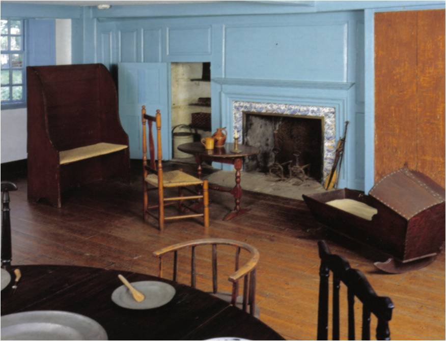  Large fireplaces served as the center of family life, exemplifying the idea of "home and hearth" in the early buildings of the Newport settlement.