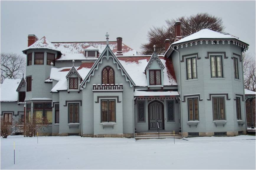 richard upjohn, kingscote, gothic revival style architecture, newport, ri