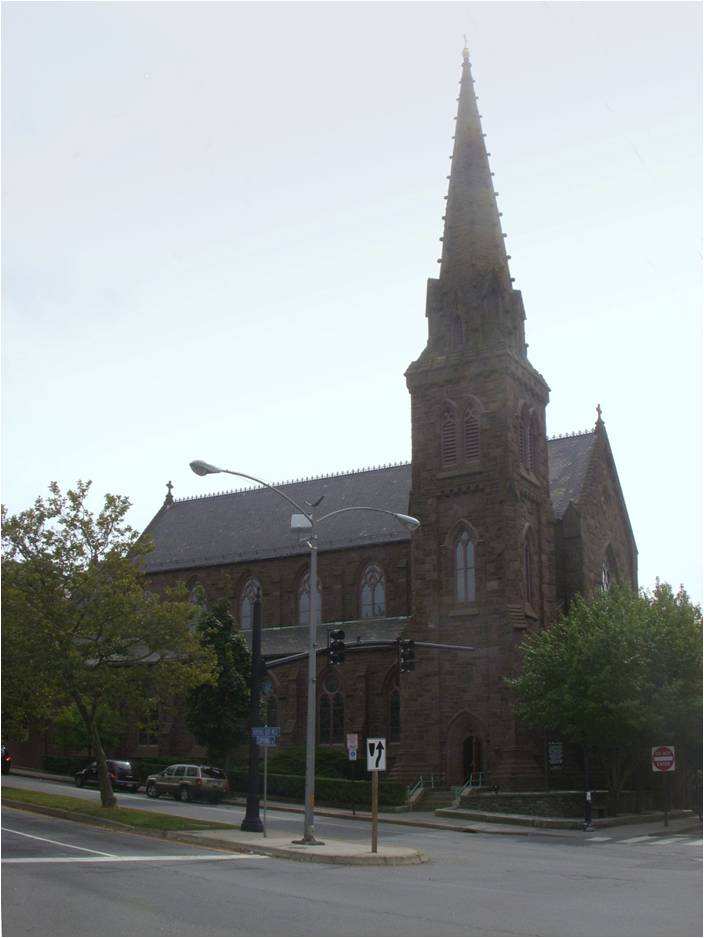 Religious Gothic Revival style architecture, St. Mary's Church, Newport, RI, Patrick Keeley